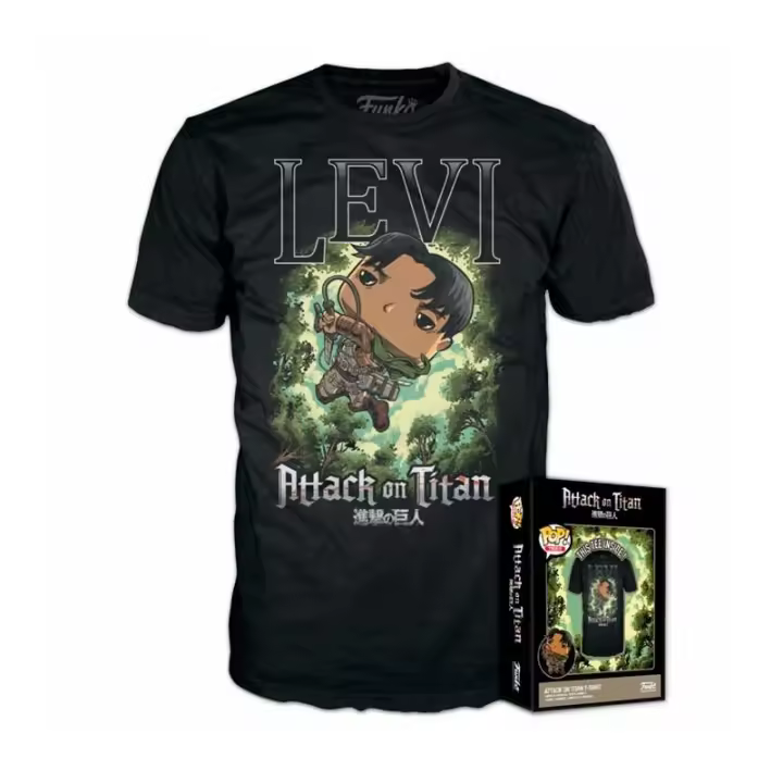 Funko POP! - Boxed Tee - Levi Ackerman - Camiseta de Algodón Unisex para Adultos - Estampado - Multicolor - 1