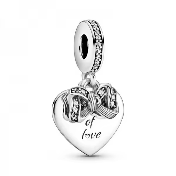 PANDORA CHARMS COLGANTE CORAZÓN BOW & LOVE PLATA DE LEY - 1
