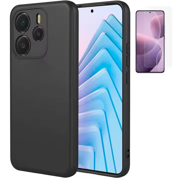 Funda para Xiaomi Redmi Note 14 4G (6.67) Gel de Silicona Suave TPU Negro + Protector de Pantalla de Vidrio Templado 9H TODO BARATO 24 HORAS - 1