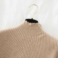 Suéter De Mujer Con Volantes Y Cuello Bajo Largo Manga Larga Tejido Básico Solido Rayado Para Otoño Invierno Top Casual - details 14