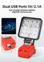 Luz De Trabajo LED Para Batería Milwaukee M18 18V Luz Amplia Con Dos Puertos USB Para Emergencias Y Almacenamiento De Baterías - details 8
