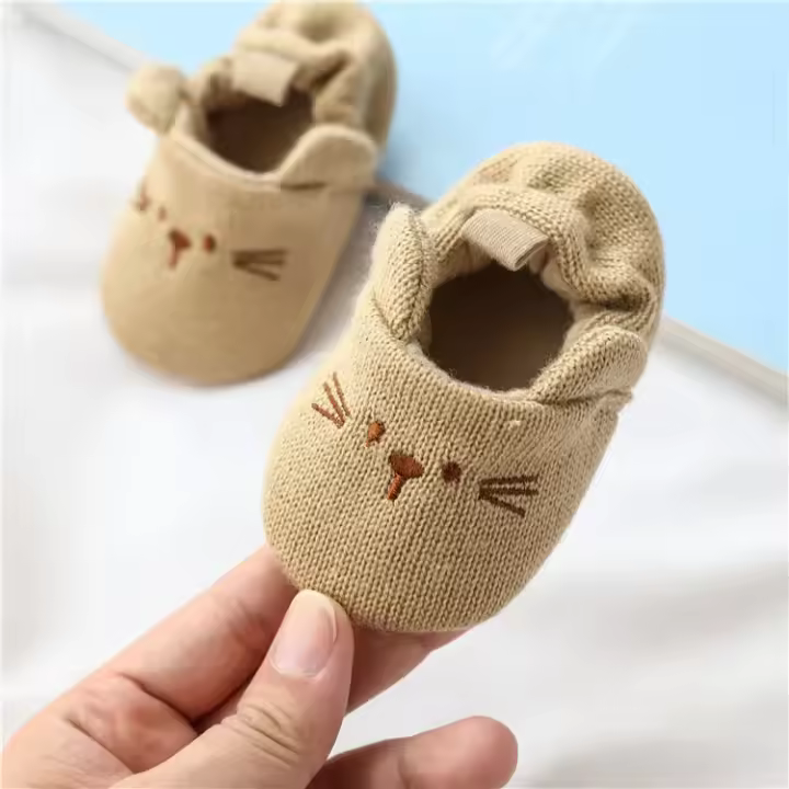 Zapatillas De Primer Pasos Para Bebés Recién Nacidos Niños Y Niñas Con Orejas De Animal Suaves Antideslizantes Para 0-18 Meses Zapatos Planos De Tela Transpirables Y Deodrantes - 1