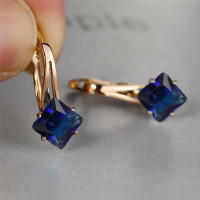 Aretes De Borde De Lujo Para Mujer Con Zirconia Cristal En Color Champán Y Rosa Oro Aretes De Boda Moda Geométrica - details 2