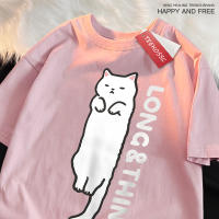 Camiseta De Estilo Japonés Para Hombre Con Gato Delgado Y Blanco Manga Corta Transpirable Verano Moda Algodón Suave Y Cómodo - details 10