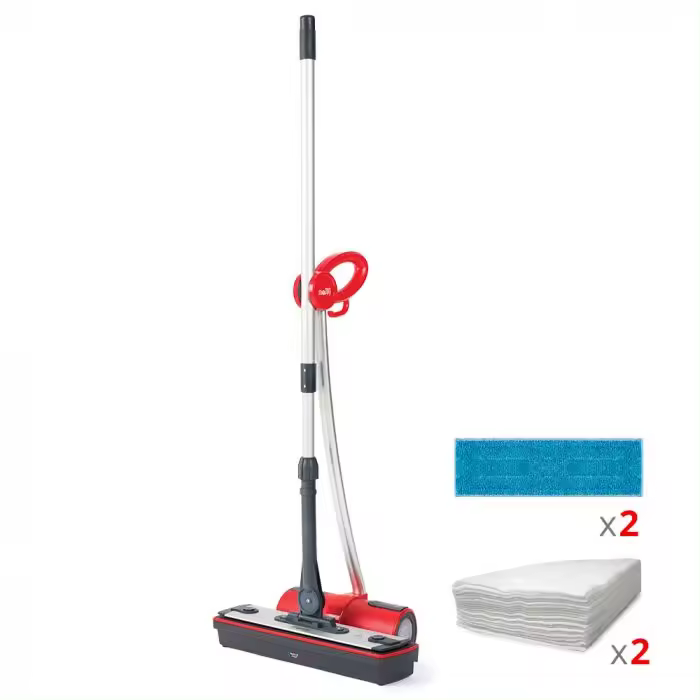Polti Moppy Red, limpiador a vapor sin cables/inalámbrico para todos los suelos y superficies verticales lavables. Color Rojo. - 1