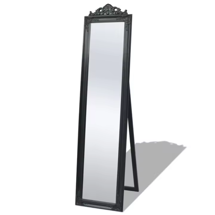 vidaXL Espejo de pie estilo barroco negro 160x40 cm - 1