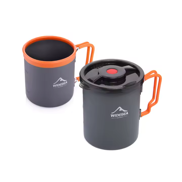 Widesea Tetera De Camping Con Prensa Francesa Y Taza De Aluminio Para Actividades Al Aire Libre Senderismo Viajes Y Bebidas De Café - 1