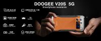 5G Movil ResistenteDOOGEE V20S 32GB+256GB/TF 2TB, 6.43" AMOLED FHD Movil Irrompible Pantalla Trasera Android 13, 50MP+24MP Visión Nocturna, 6000mAh(33W), 5G Doble SIM/Face ID/NFC/IP69K/OTG/GPS - details 0