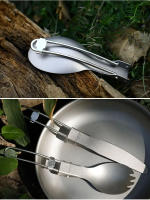 Tiartisan Cuchillo De Titanio Plegable Con Cuchara Y Fork Ligero Portátil Para Exteriores Camping Cutlería Antideslizante Para Viajes Y BBQ - details 8