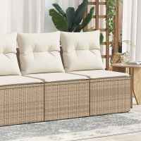 vidaXL Set sofás jardín y cojines 2 pzas ratán sintético acacia beige en color beige y gris/Marrón/Negro y crema y más | acolchados duraderos para sofás de jardín terraza exterior - details 6