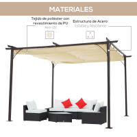 Outsunny Pérgola de Metal Gazebo Cenador para Jardín Patio o Terraza con Techo Retráctil Tela Poliéster Resistente al Agua y UV - details 4