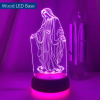 Lámpara De Noche 3D Ilusión De Jesús Cambio De 7 Colores Control Remoto LED Decorativa Cristiana Luz De Oración De Mesa - details 9
