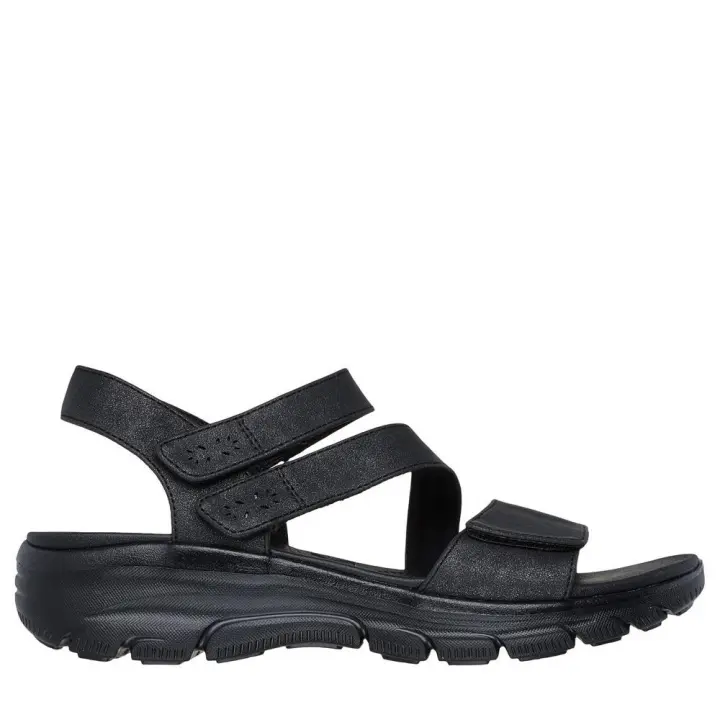 Cómoda  Sandalia mujer Skechers BAYSHORE ALL DAY CHIC con tiras de tejido negro con velcro. Plantilla Memory Foam. Sistema Relaxed Fit para un ajuste más cómodo Altura Tacón bajo (1-3 cm) Referencia 163532-BBK - 1