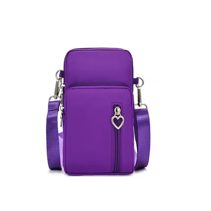 Bolso De Hombro Para Mujer Moda Diagonal Cruzada Con Cierre De Cremallera Bolsa De Pecho Deportiva Vertical Monedero Nylon - 1