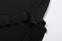 Vestido De Verano Para Mujer Kliou Alto Rodilla Estilo Callejero Fibra Láctea Sin Mangas Cuello Sin Hombros Cintura Natural Silueta Ajustada - details 5