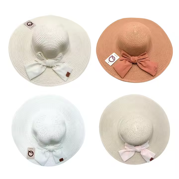 Sombrero de Paja de Verano para Mujer, Sombrero de Playa de Ala Ancha con Protección UV, Cómodo y Transpirable, Ajustable y Plegable, Ideal para Viajes y Aire Libre (Beige/Marrón/Blanco/Khaki) - 1