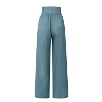 Pantalones Anchos De Pierna Con Bolsillo Para Mujer Estilo Algodón Lino Primavera Verano Cintura Alta Ruched Casual Pantalones De Playa - details 20