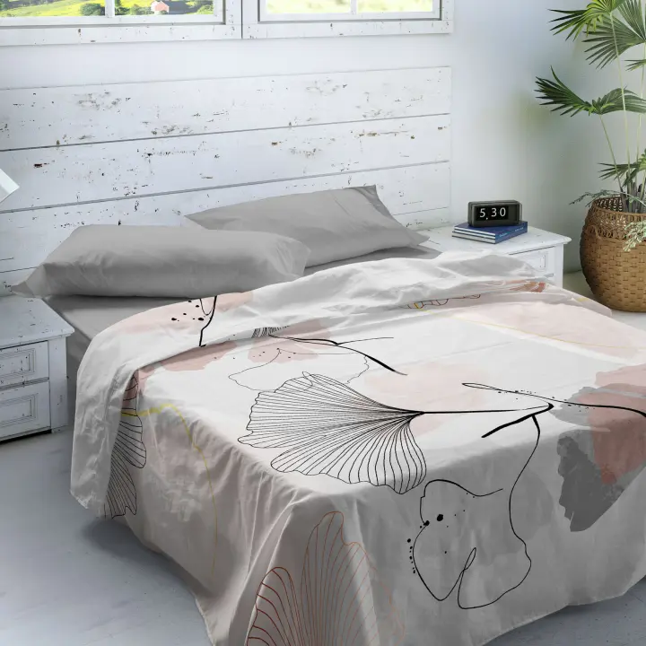 NATURALS - Juego de Sabanas Estampado - 100% Algodón Extra Suave - Incluye  Sábana Encimera + 1 o 2 Fundas de Almohada + Sabana Bajera - Fabricado en España - Modelos Florales - Cama 90/135/150/180 - 1