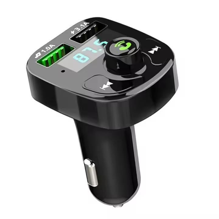 Transmisor Bluetooth 5,0 para coche LED MP3 con manos libres y cargador dual USB QC3.0 PD 3.1A compatible con tipo C - 1