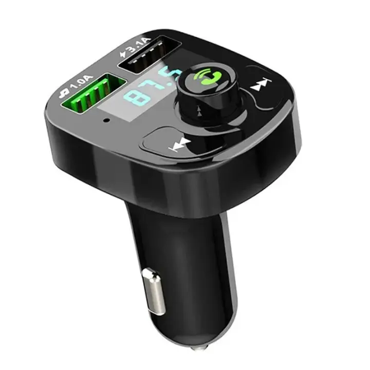 Transmisor Bluetooth 5,0 para coche LED MP3 con manos libres y cargador dual USB QC3.0 PD 3.1A compatible con tipo C - 1
