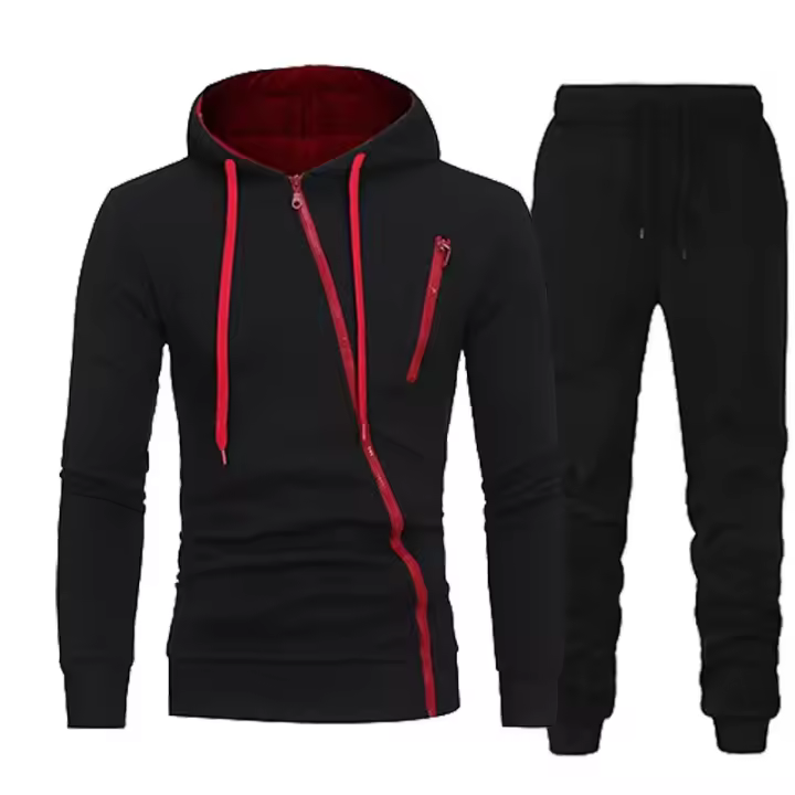 Conjunto De Ropa Casual Para Hombre Invierno Otoño Con Capucha Cierre De Cremallera Sudadera Moda Deportiva Prenda Diaria Para Salir a Correr - 1