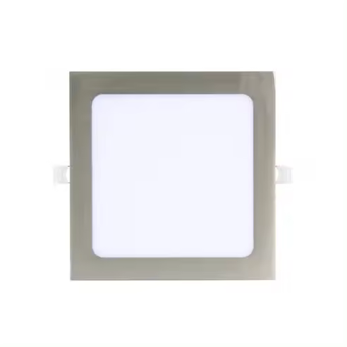 FABRILAMP Downlight Basalto 24w 6500k Niquel Cuadrado 2040lm 2,5x30x30 Cm Corte 27,5x27,5 Cm - Focos Empotrables LED - Alta Potencia - Iluminación Brillante - Diseño Moderno - 1