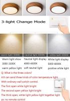 Lámpara de techo LED, moderna lámpara empotrada regulable, luz de techo redonda y fina de color nogal para sala de estar, entrada, dormitorio, cocina (protección ocular de espectro completo) - details 6