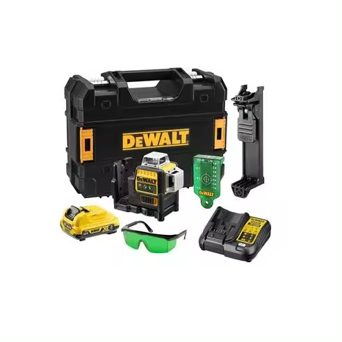 Nivel Láser DEWALT Autonivelante Verde de 3 Líneas 360° XR 12V con Batería Li-Ion 2Ah (DCE089D1G-QW) - 1