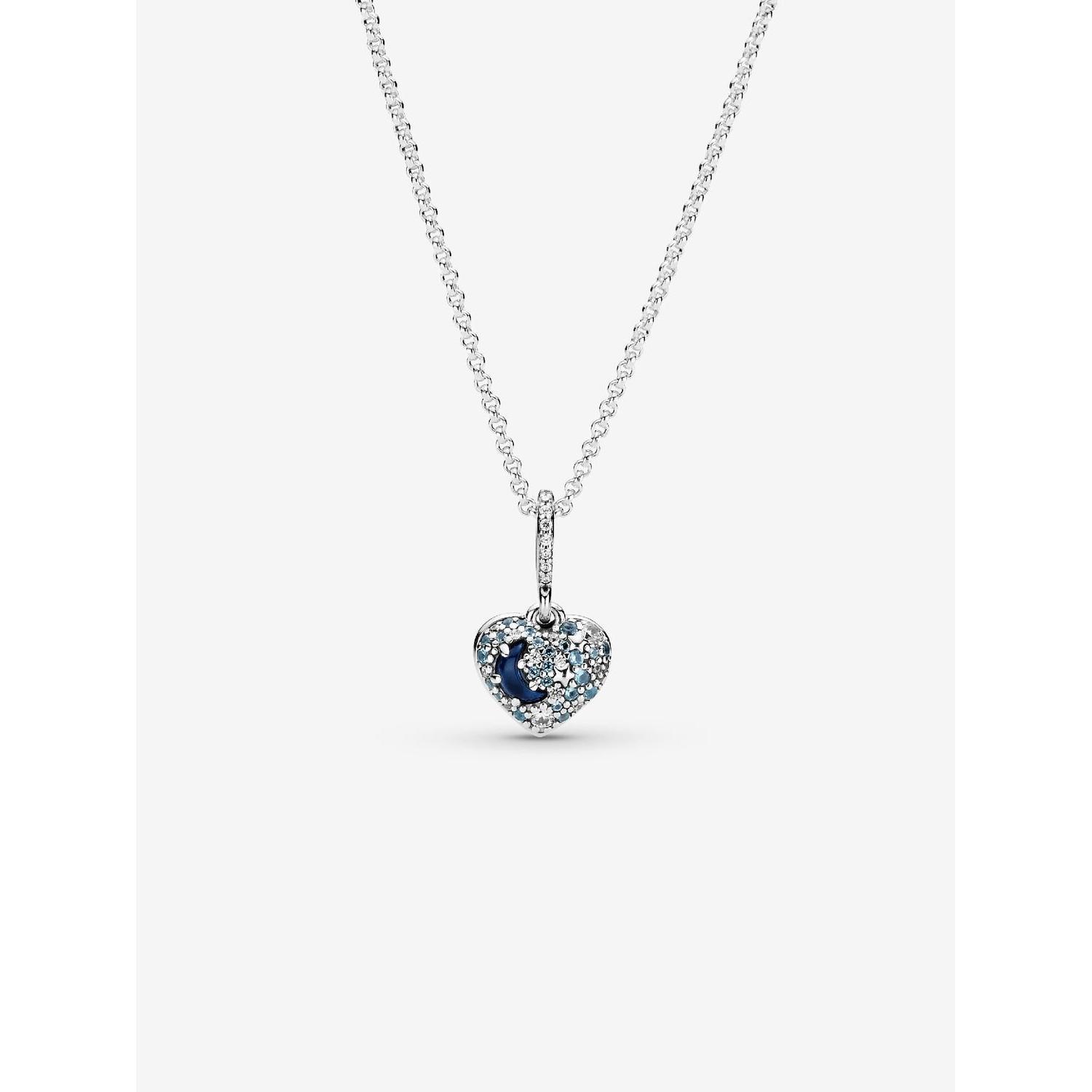 Pandora - Collar de Corazón with Luna Azul brilliant y estrellas - Plata de Legislación