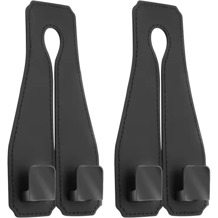 Ganchos de almacenamiento para el respaldo del asiento del coche (2 unidades), de cuero, para colgar tazas, paraguas y llaveros. - 1