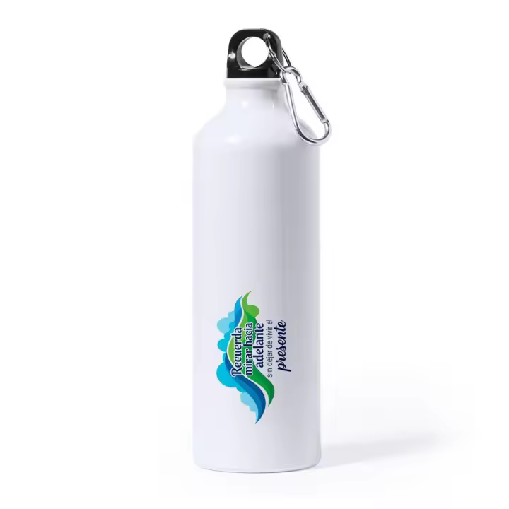 MERCHANDMANIA Bidón Grande 800 ml acero inoxidable frase motivadora sueño futuro presente esfuerzo deporte deportivo con mosqueton botella - 1