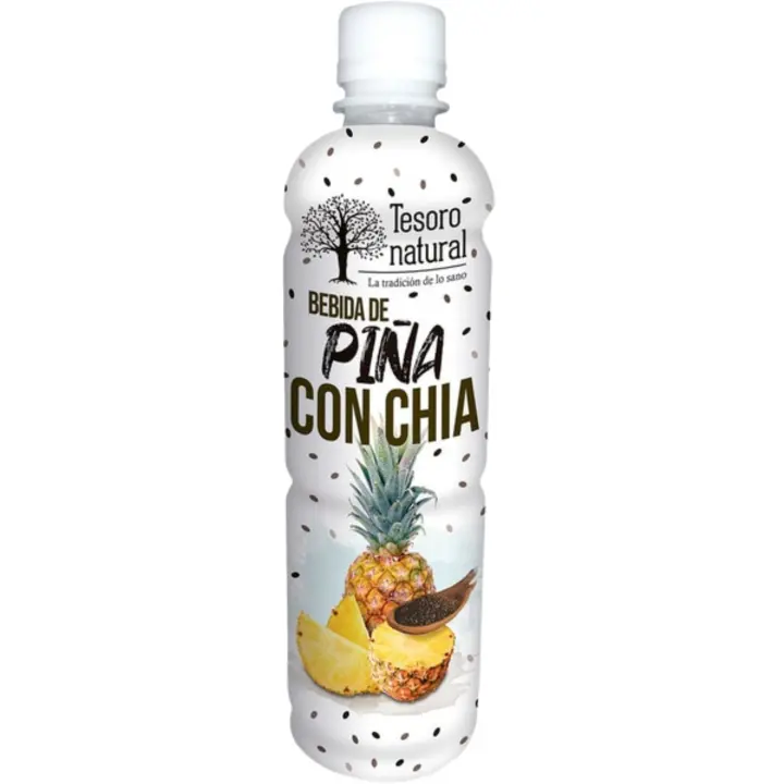 TESORO NATURAL - BEBIDAS CON CHIA TESORO NATURAL 450ML- SABORES MANGO-MELOCOTÓN PIÑA DIFERENTES PACKS. - 1