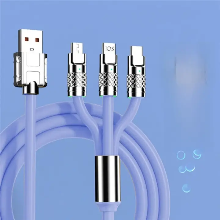 Cable De Carga Rápida UKGO 120W 3 En 1 Tipo C Micro USB 8-Pin Para iPhone Samsung Xiaomi Cable USB Para Teléfonos Móviles Color Zinc Alloy TPE - 1
