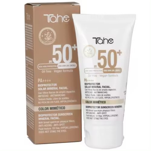Tahe Bioprotector solar mineral facial Color Mimético 50 Ml. | Protección solar de última generación. - 1