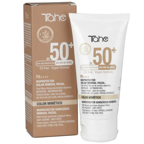 Tahe Bioprotector solar mineral facial Color Mimético 50 Ml. | Protección solar de última generación. - 1
