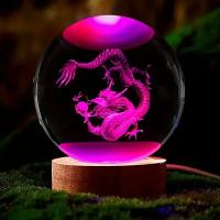 1pc Bola De Cristal Con Dragón Chino 3D En Marco De Madera Decoración Para Hogar Y Oficina Regalo De Cumpleaños Día De La Madre Año Nuevo - details 3