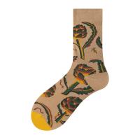 Calcetines De Algodón Para Mujer Estilo Harajuku Con Diseño De Pintura Artística Divertida Kawaii Paisaje Girasol Y Dinosaurio Regalo De Navidad - details 17