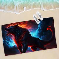 Toalla De Baño Para Niños Con Diseño De Lobo Colorido Toalla De Playa Y Natación Secado Rápido Tejido De Algodón Cepillado - details 11