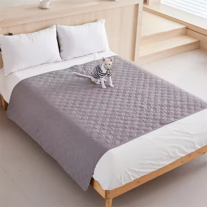 Manta De Cama a Cuadros Protector De Mátress Para Niños Y Mascotas Algodón Poliéster Transpirable Y Anti-Pull Cubierta De Cama Con Patas Para Perros Y Gatos - 1