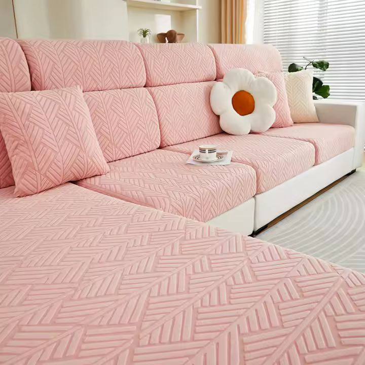 Cubierta De Sofá Con Patrón De Jacquard Rayado Estilo Capa De Ducha Versátil Todo El Año Fácil De Instalar Para Sofá L Asiento Individual Y Sofá De Dos Plazas - 1