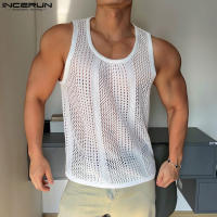 Camiseta De Hombre Para Verano Con Transparencia Y Malla Sin Mangas Estilo Casual Streetwear Moda 2024 Tallas S-5XL INCERUN - details 2