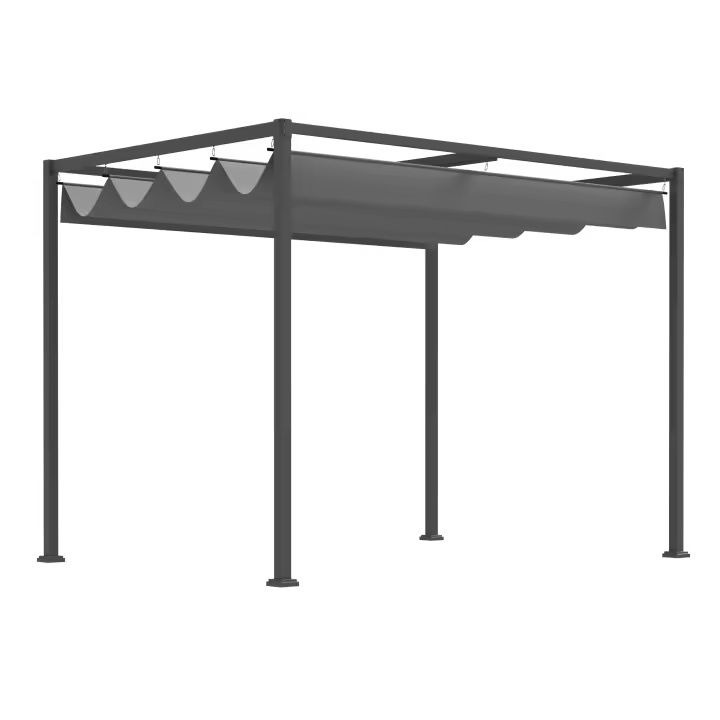 Outsunny Pérgola 3x2 m Cenador de Jardín con Techo Retráctil de Poliéster con Recubrimiento Resistente para Celebraciones Fiestas Bodas - 1