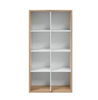 Meimon Estantería NOA alta de 8 huecos, montaje vertical u horizontal, melamina TIPO E1 (22 y 15 mm), trasera MDF lacado blanco, estantes fijos, acabado Roble Nodi y Blanco Artik, herraje metálico, 137x71,5x33 cm, peso máx. 30 kg - details 2