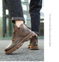 Botas De Cuero Retro Para Hombre Con Suela Gruesa Y Resistentes Al Desgaste Zíper Lateral Alta Comodidad Casual Botines De Otoño Y Primavera - details 9