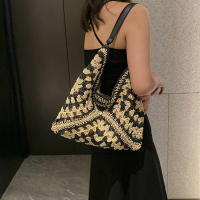 Bolso de hombro tejido de paja para mujerbolso de mano de tamaño mediano con asa para vacaciones en la playaPopular - details 6