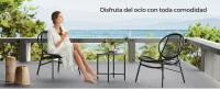 SONGMICS Conjunto Muebles de Jardín, 3 Piezas, Sillas Acapulco, Asientos de Exterior, Mesa Auxiliar y 2 Sillas, Conjunto para Interior y Exterior, Patio Balcón, Negro Tinta/Azul Lago - details 0