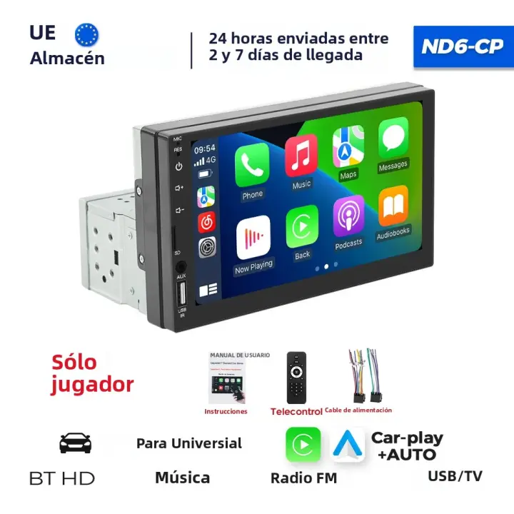 Navifly Reproductor MP5 De 7 Pulgadas Con Pantalla HD Táctil 1 Din Multimedia Carplay Auto Radio Universal Para Coche Honda Toyota Kia Hyundai VW - 1