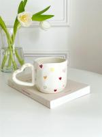 Taza De Café Creativa De Cerámica 350ml Pintura a Mano Con Flores Y Corazones Taza De Té O Leche Irregular Para Desayuno Con Avena - details 7