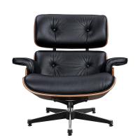 TY323 XL Classic Recliner Light Walnut Armchair Black Cowhide Black Big Head Foot Swivel Deck Chair Furniture Lunch Break Cha Ergonomic Design Office Lunch Break Chair Living Room Comfort Lounge Chair Genuine Top Layer Cowhide Aluminum Alloy Big Head Feet - details 4