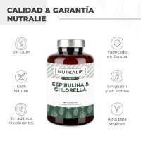 Espirulina y Chlorella 1800mg - Detox Energía Fuerza - Efecto Saciante - Cansancio y Fatiga - Vegana - BIO-disponible - Spirulina Pura 100% Vegana - 180 Cápsulas Nutralie - details 2
